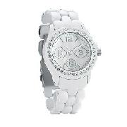 Ladies White Painted Bracelet Watch with Heart Keyring