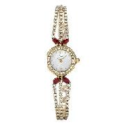 Limit - Ladies Stone Set Gold Plated Watch with Heart Pendant