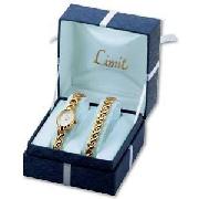 Limit Ladies Gold Plated Watch and Bracelet Set