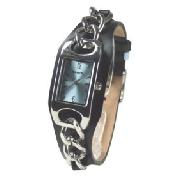 Bench BC0033BK Ladies 3 Hand Quartz Analogue with Blue Sunray Dial and Black Strap Watch