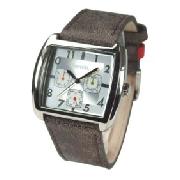 Bench BC0045BR Gents Quartz Analogue with Silver Dial and Brown Leather Strap Watch