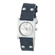 Bench BC0056BL Ladies 3 Hand Quartz Analogue with Silver Sunray Dial and Blue Strap Watch
