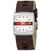 Fossil JR8252 Gents Brown Leather Strap Watch with White Analog Dial and Date Function
