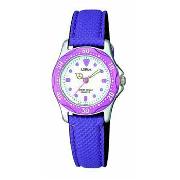 Lorus - Girl's Round Dial with Blue Fabric Strap Watch