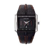 Police - Men's Black Dial with Red Stitch Design Strap Watch
