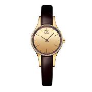 Calvin Klein - Men's Gold Dial with Brown Leather Strap Watch