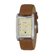 Fossil - Men's Green Dial Brown Leather Strap Watch