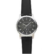 Rocha.John Rocha - Men's Round Black Dial with Leather Strap Watch
