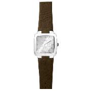 Kenneth Cole - Men's Silver Coloured Chronograph Dial with Brown Strap Watch