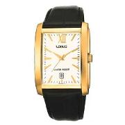 Lorus - Men's White Dial with Black Leather Strap Watch