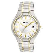 Lorus - Men's White Round Dial Two Tone Bracelet Watch