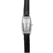 Infinite - Women's Diamante Case and Black Leather Croc Strap Watch