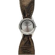 Red Herring - Women's Round Dial with Bronze Ruched Strap Watch