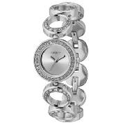 DKNY - Women's Silver Coloured Dial with Circle Encrusted Bracelet Watch