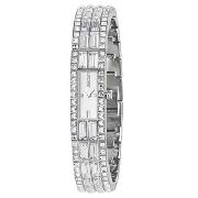 DKNY - Women's Silver Coloured Rectangular Dial Half Bracelet Watch