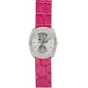 Red Herring - Women's Silver Coloured Round Dial with Pink Mock Croc Strap Watch