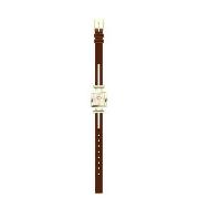 Kenneth Cole - Women's Square Gold Plated Dial with Brown Double Strand Strap Watch