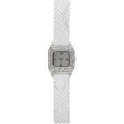 Infinite - Women's Square Silver Coloured Diamante Encrusted Dial Watch