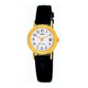 Lorus - Women's White and Gold Dial with Black Strap Watch