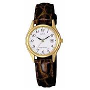 Lorus - Women's White Dial with Brown Croc Leather Strap Watch