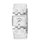 Michael Kors - Women's White Rectangular Dial with White Strap Watch