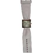 Playboy - Women's White Ruched Leather Strap Watch