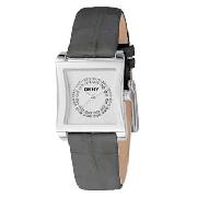 DKNY - Women's White Square Dial with Croc Leather Strap Watch