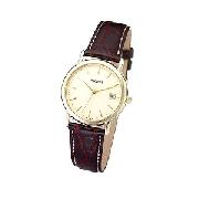 Accurist Men's Gold-Plated Brown Strap Watch