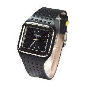 Bench Ladies' Black Dial and Black Leather Strap Watch