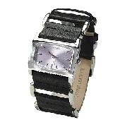 Bench Ladies' Lilac Dial and Black Leather Strap Watch