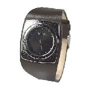Bench Ladies' Round Black Dial and Brown Leather Strap Watch