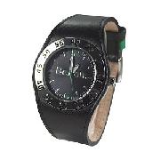 Bench Ladies' Round Black Dial Leather Strap Watch