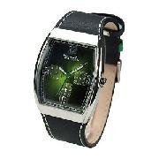 Bench Men's Green Tonneau Dial and Black Leather Strap Watch