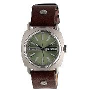 Diesel Ladies' Green Dial Brown Leather Strap Watch