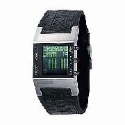 Diesel Unisex Black Leather Strap Watch