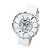DKNY Ladies' Large Round White Dial Strap Watch