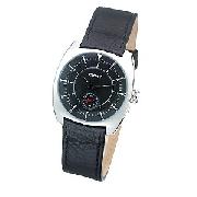 DKNY Men's Round Black Dial and Leather Strap Watch