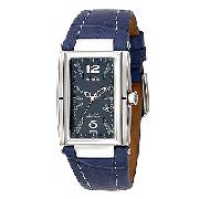 Ellesse Men's Rectangular Case Blue Leather Strap Watch