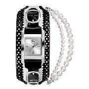 Guess Ladies' Black and White Cuff Watch