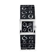Guess Ladies' Black Dial Logo Bracelet Watch