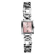 Guess Ladies' Rectangular Pink Dial Bracelet Watch