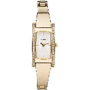 Guess Ladies' Stone-Set Gold-Plated Bracelet Watch