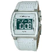 Kahuna Unisex Digital White Leather Strap Watch