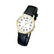 Lorus Men's Gold-Plated Black Strap Watch