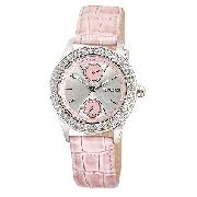 Morgan Ladies' Multi-Functional Dial Pink Strap Watch
