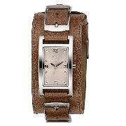 Oasis Ladies' Tan Leather Cuff Watch