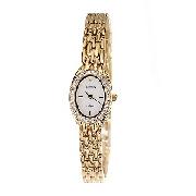 Sekonda Ladies' Oval Dial Gold-Plated Diamond Bracelet Watch