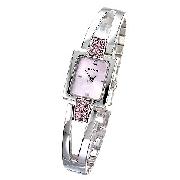 Sekonda Ladies' Pink Crystal Semi-Bangle Watch