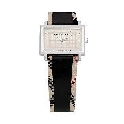 Burberry Ladies' Black Leather and Check Watch