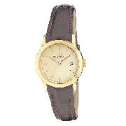 Dreyfuss and Co 18ct Gold Brown Leather Strap Watch